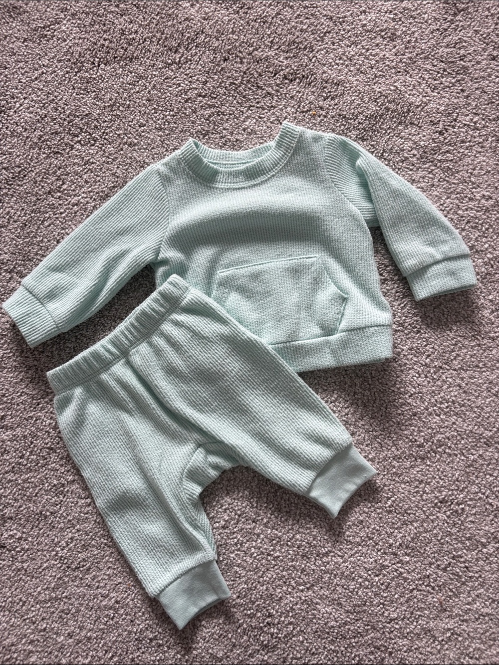 Newborn Cozy Baby Knit Two-Piece Set in Light Mint
